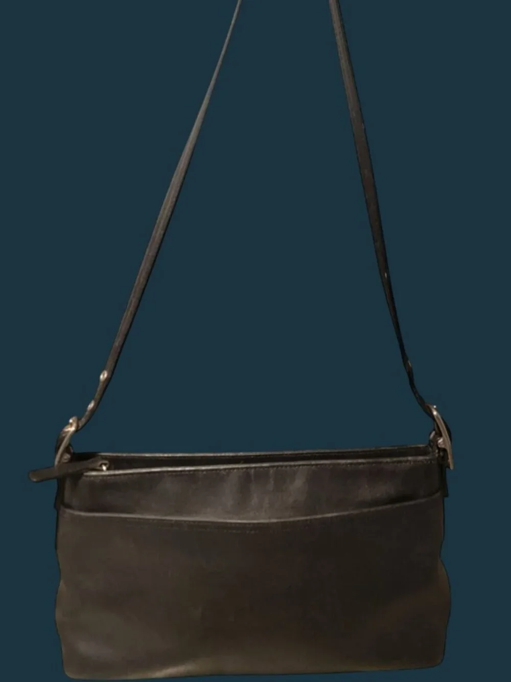 Vintage Coach Black Leather Legacy Slim Shoulder Bag 9861 Baguette Y2K
